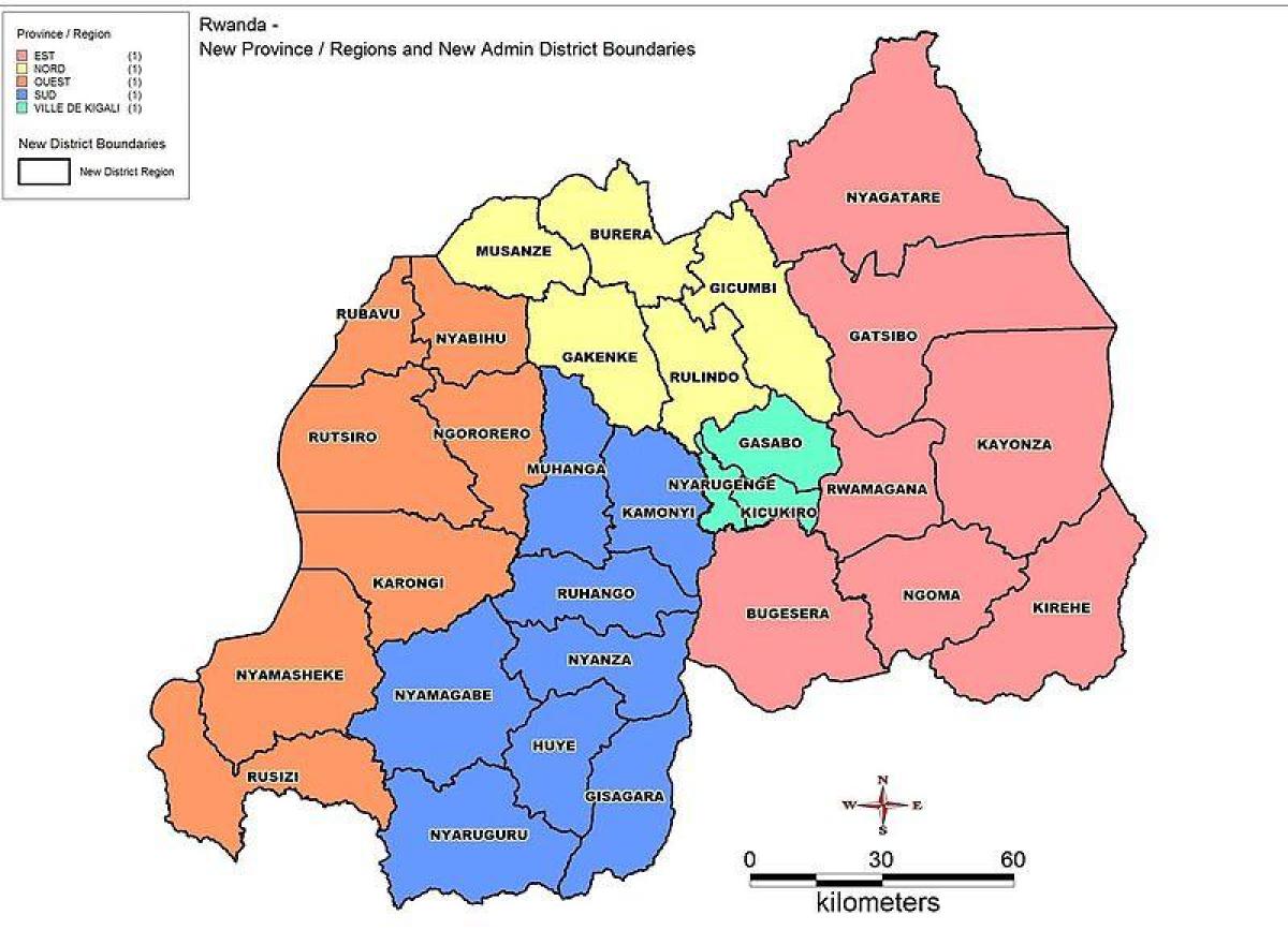 térkép Ruanda térkép tartományok